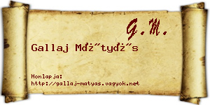 Gallaj Mátyás névjegykártya